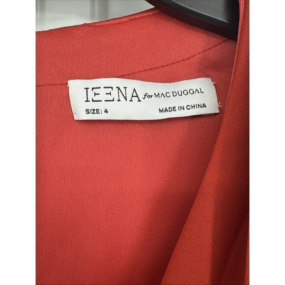 MAC DUGGAL Size 4 Orange SATIN RUCHED BISHOP SLEEVE Cocktail GOWN Dress $398 New - Picture 8 of 15